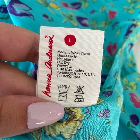 HANNA ANDERSSON Vintage 90s Teal Floral Print Maxi Dress - Picture 11 of 11